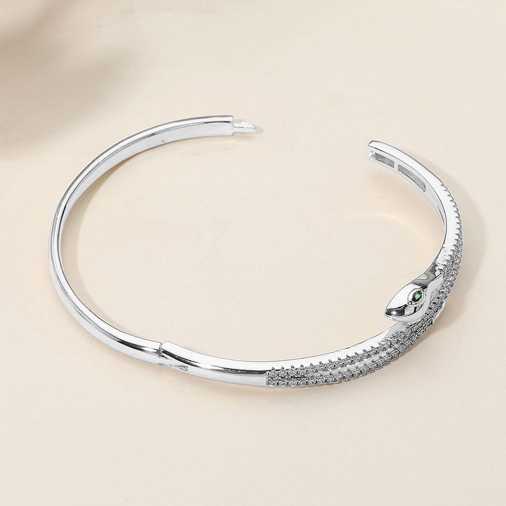 Rhinestone Pave Sleek Snake Hinged Bangle