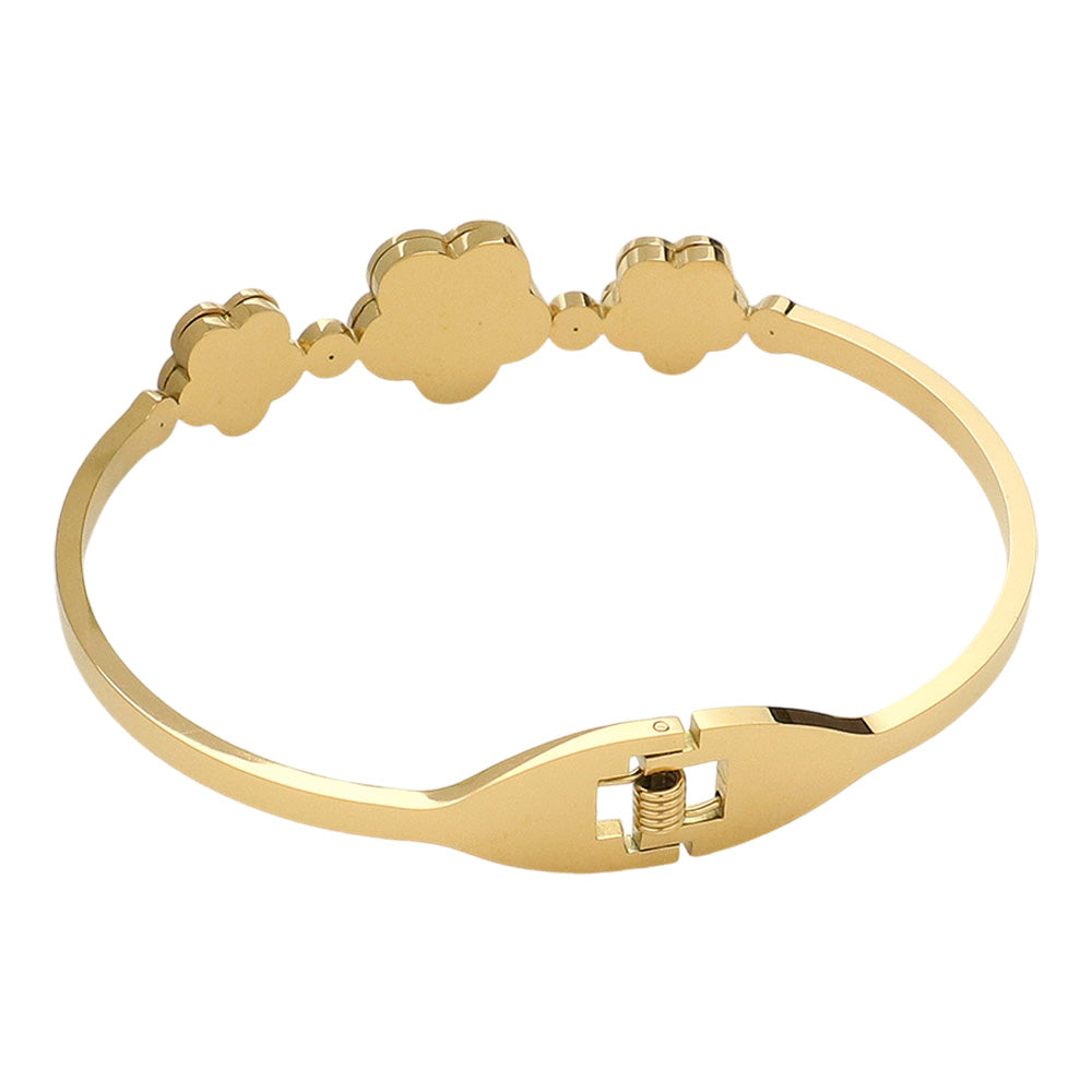 Mother of Pearl Quatrefoil Hinged Bangle