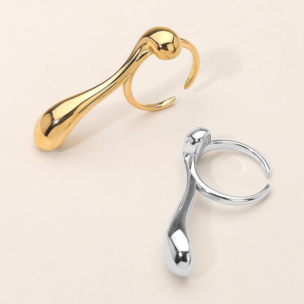 Sculptured Abstract Drop Accent Ring