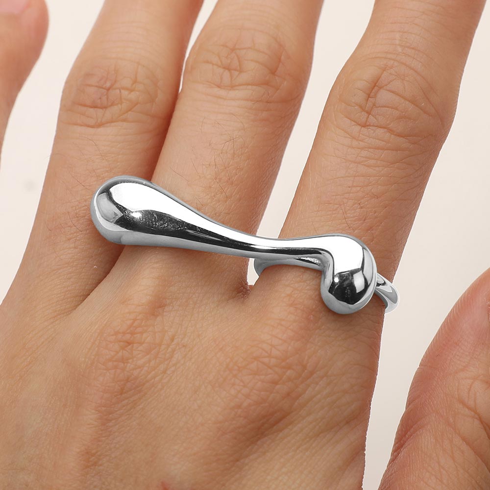 Sculptured Abstract Drop Accent Ring
