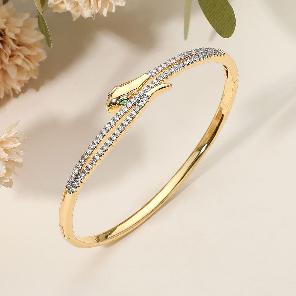 Rhinestone Pave Sleek Snake Hinged Bangle